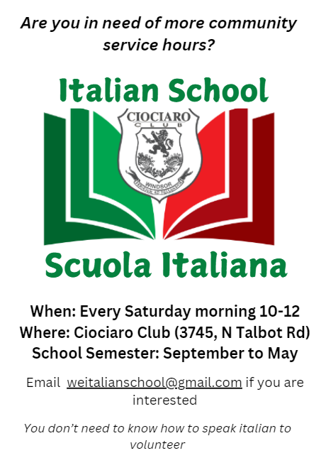 Volunteer at Ciociaro Club Italian School