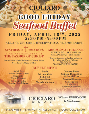 Good Friday Seafood Buffet 2025 - 6:30 PM Seating Time