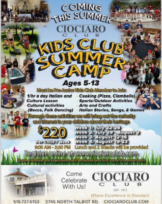 Kids' Club Camp August 12 - August 16