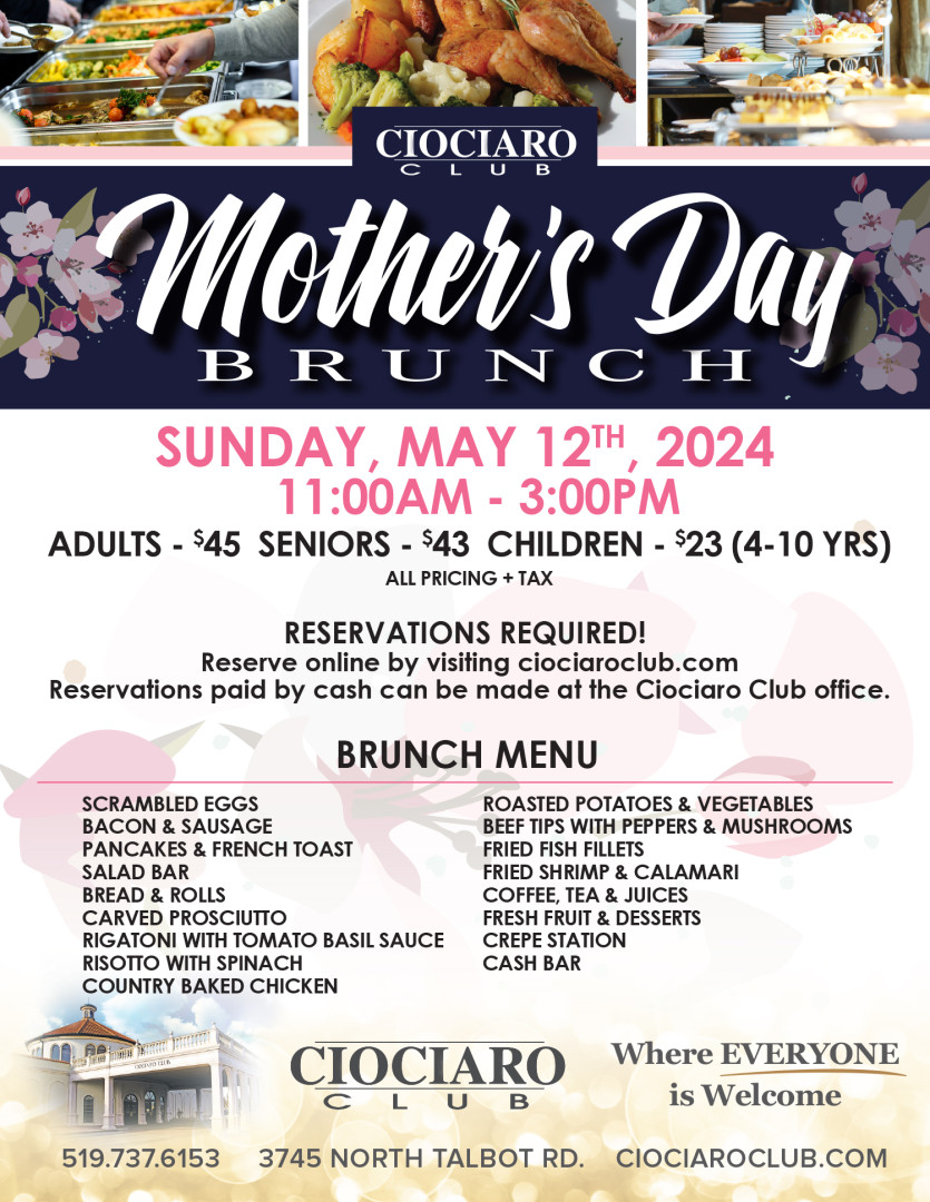 2024 Mother's Day Brunch 1:00PM Seating Time
